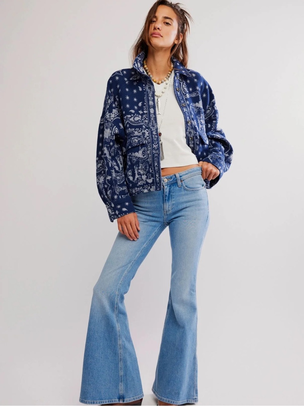 Free People Bandana Jacquard Shirt Jacket - Picture 3 of 6